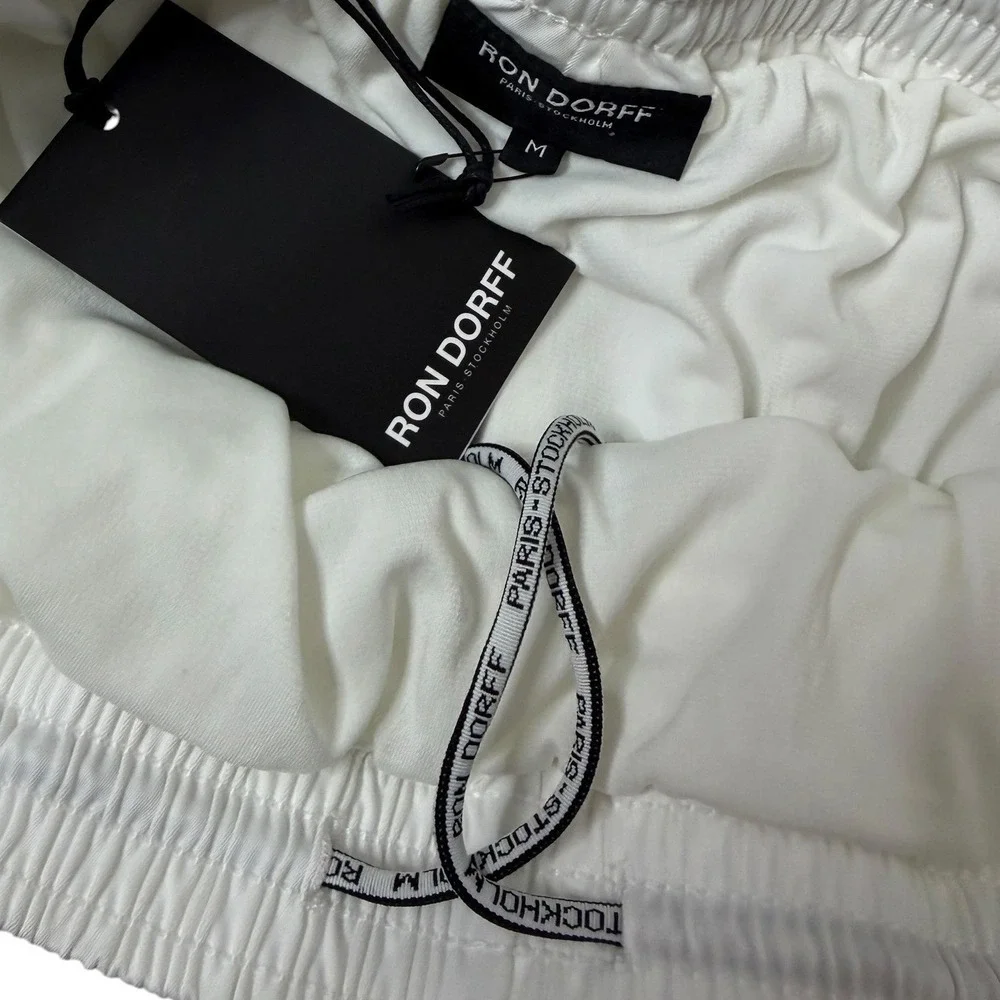 Ron Dorff Urban Shorts Mens Medium White Elastic Waist Swim Drawstring NWT